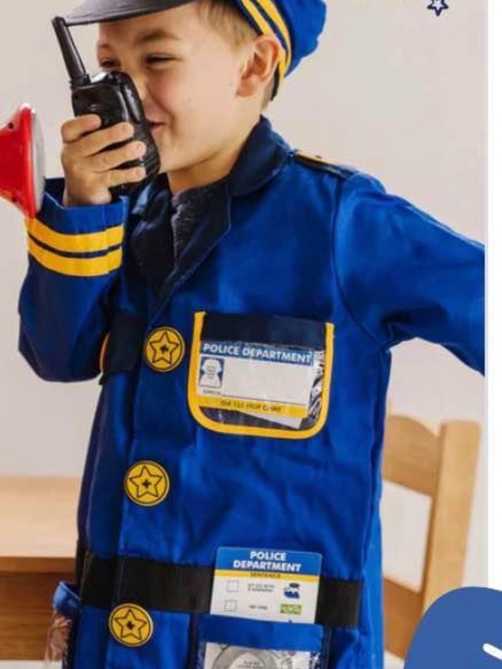 Kids Police Officer Costume Jacket and Hat - 3-6